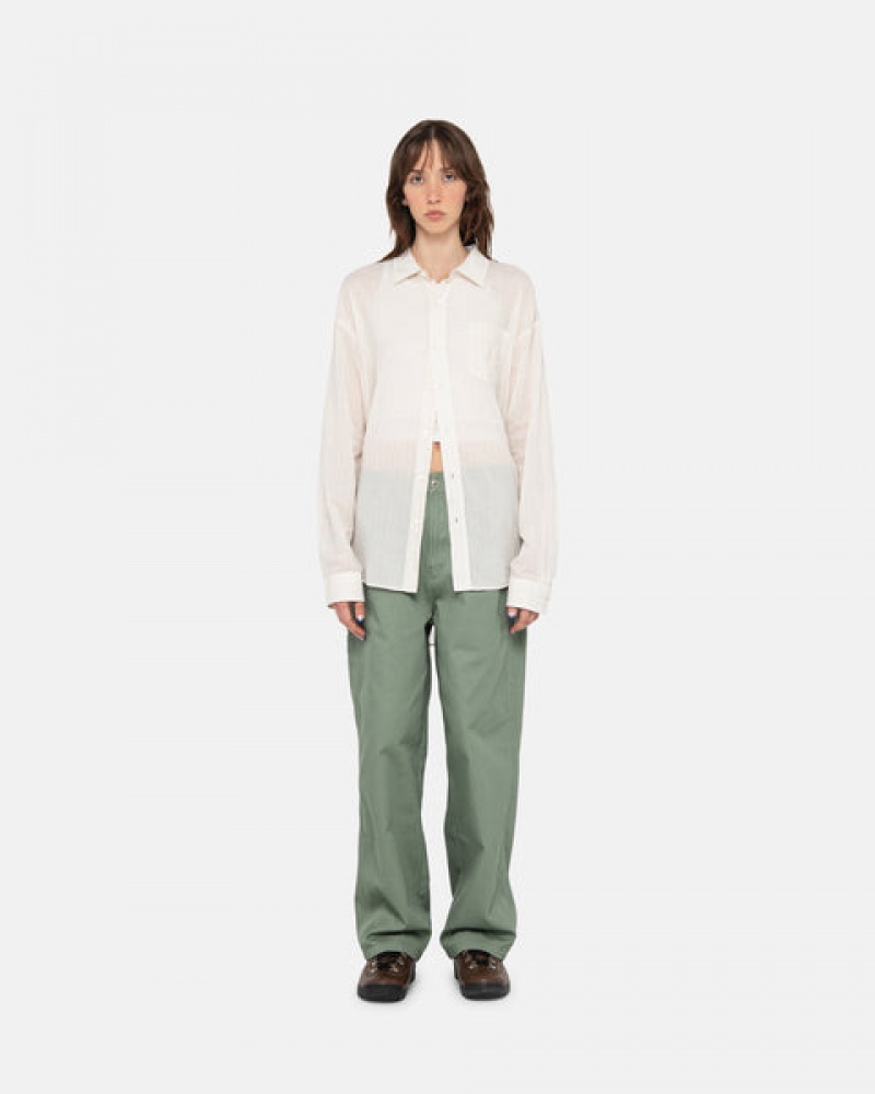 Women's Stussy Workgear Trouser Twill Pants Green Dubai | UAE LQW-5115