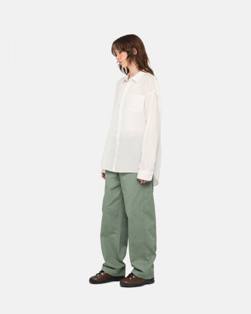 Women's Stussy Workgear Trouser Twill Pants Green Dubai | UAE LQW-5115