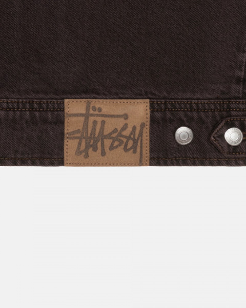 Women's Stussy Zip Work Jacket Denim Black Dubai | UAE LAA-5856