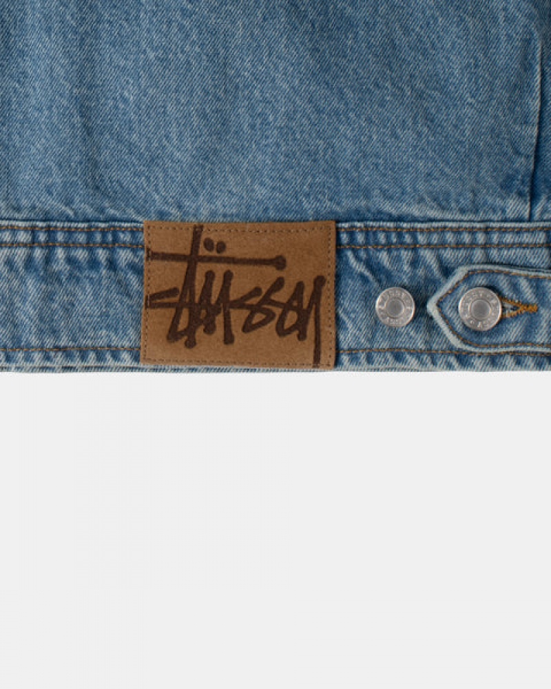 Women's Stussy Zip Work Jacket Denim Blue Dubai | UAE SBZ-3546